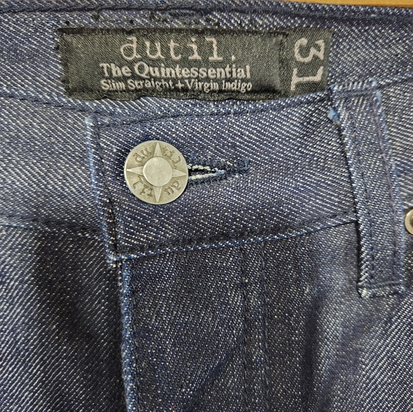 NWOT DUTIL DENIM The Quintessential Slim Straight Raw Denim Jeans Made USA sz 31 - Picture 4 of 10